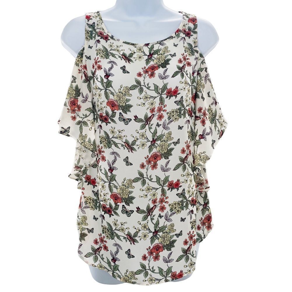 MAX STUDIO Cold Shoulder Floral Blouse